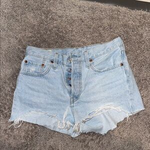 Levi's Light Blue Distressed Denim Cutoff Shorts